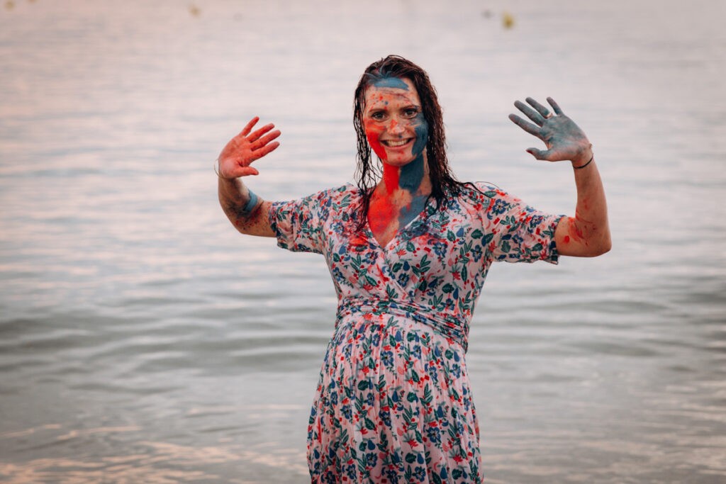 seance grossesse poudre colorée