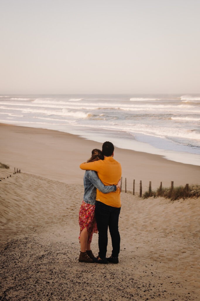 séance engagement à la plage dans les Landes