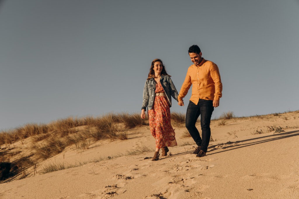 séance engagement à la plage dans les Landes