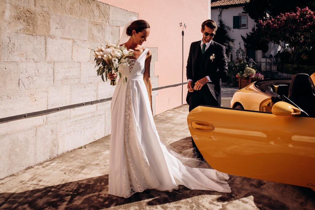 mariage biarritz photo de couple au fronton d'arcangues