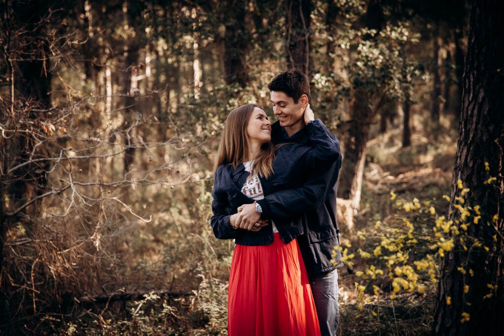 seance couple dans la foret des landes